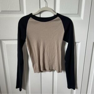 Brandy Melville Black and Tan Long Sleeve Top